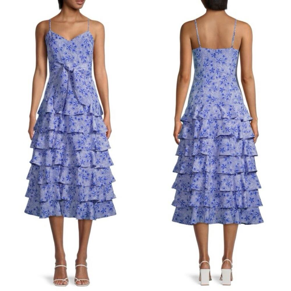 NWT Likely Arielle Tiered Midi Dress in Blue
